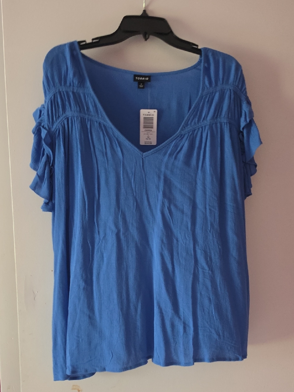 torrid Royal Blue V-Neck Ruffle Sleeve Top